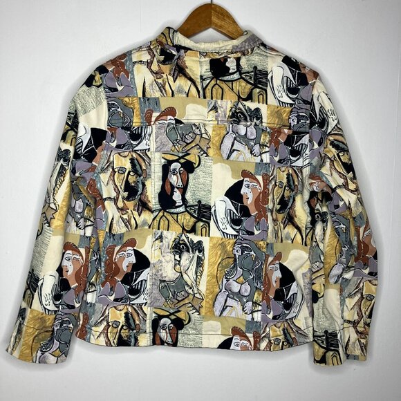 CJ Banks Women's Abstract Art Print Picasso Jacket Top Size X 14W - Picture 7 of 8